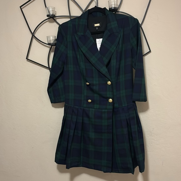 NWT Alexia Admor Jacki Plaid 3/4 Sleeve Blazer Dress 10 M - Picture 5 of 8